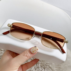 Retro <b>Square</b> <b>Sunglasses</b> Metal Frame Gold Color UV400 Protection For Men Driving Style - Product Image 1