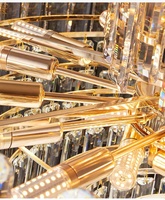Lustre suspendu contemporain de luxe en fer et cristal blanc chaud avec CRI 90 élevé pour l'éclairage du salon