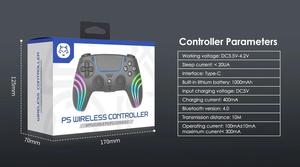 Manette de <span class=keywords><strong>jeu</strong></span> Bluetooth pour PS5, joystick à détection de mouvement, vibration, manette sans fil avec effet d'éclairage RVB coloré - Product Image 4