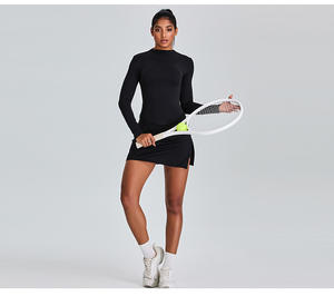 Zomer Dameskleding Hot Sale Fitness Strakke Geplooide Rok Tennispak 2 Stuks Lange Mouw Golf Tennisrokken Sets - Product Image 3