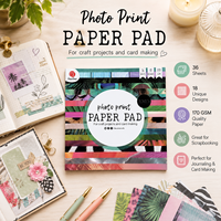 Bloc de papier photo 170 g/m² pour scrapbooking, 36 feuilles, 18 motifs, papier décoratif pour journalisation, fabrication de cartes et loisirs créatifs