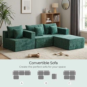 Sofá Seccional Modular en Forma de L, Envasado al Vacío, Sofá Convertible con Portavasos, Esponja de Alta Resiliencia para Sala de Estar - Product Image 5