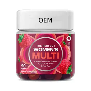 Gummy Multivitamin wanita, dukungan kesehatan dan kekebalan tubuh keseluruhan, Vitamin A, D, C, E, Biotin, asam folat, Vitamin kunyah, Beri,