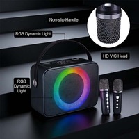 Sistema de Karaoke Portátil Todo en Uno con Altavoz, Dos Micrófonos Inalámbricos, Luces RGB, Sonido HIFI, para Fiestas en Casa, Entretenimiento Familiar y Computadora