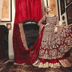 Lehenga choli ยาวแบบดั้งเดิมที่สวยงามอินเดีย/ปากีสถานที่มีการเย็บปักถักร้อย zardozi หนักสำหรับงานแต่งงาน-2019 atiya libas Acetate - Product Image 3