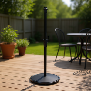 Base per Ombrellone da Patio Rotonda in Resina con Palo in Acciaio, Design Minimalista per Arredamento Esterno e Protezione Solare - Product Image 2