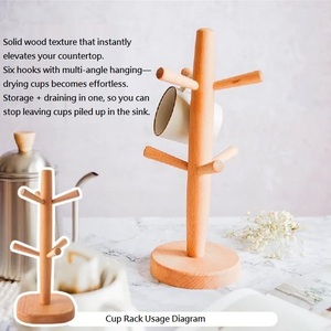 Multi-Layer Standing Type Wood Bamboo <b>Mug</b> Holder <b>Tree</b> Coffee Cup Rack Dryer - Product Image 4