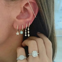 LOZRUNVE Bijoux tendance Nouveau Design 925 Argent Dainty CZ Stone Enamel Moon Stud Earring Alibaba Peru