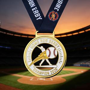 Medalla Deportiva de Metal con Esmalte Suave y Aleación de Zinc Chapada en Oro Personalizada, Medalla de Premio para Torneos de Béisbol y Eventos de Home Run Derby - Product Image 3
