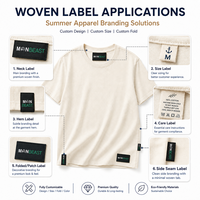 Étiquettes tissées personnalisées minimalistes Yogoo pour vêtements, étiquettes de taille et d'entretien, patchs tissés, étiquettes volantes, vente en gros OEM en vrac
