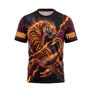 Maglietta personalizzata Tiger Scorpion con nome personalizzato Fire Fantasy AOP Tee - Product Image 2