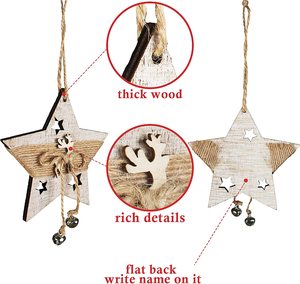 <span class=keywords><strong>Partybus</strong></span>-adornos navideños de madera, arpillera rústica de granja, adornos de árbol de Navidad con hilos - Product Image 2