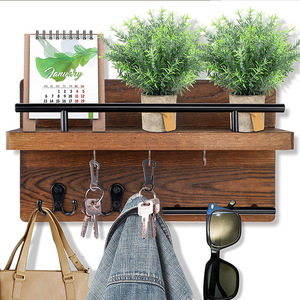 2024 personalizado al por mayor sala de estar estantes de madera ganchos para llaves montaje en pared organizador de correo llavero de madera - Product Image 1