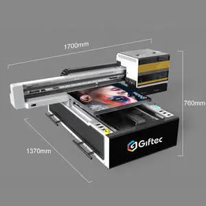 Impressora UV comercial Giftec para ideias de negócios com caixa de telefone de pequeno investimento, etiqueta colorida, plástico, madeira, impressão digital UV