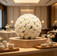 Boule de fleurs artificielles roses blanches, fausse composition florale pour centre de table de mariage, allée et décoration de scène de fête