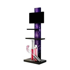 Floor Standing Cosmetic Display <b>Stand</b> With <b>Screen</b> Lipstick Shape Makeup Display Rack For Shopping Mall - Product Image 2