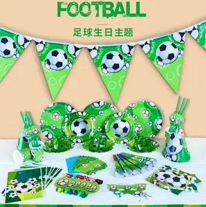 plaque vert artisanat Suppliers-Ourwarm — ensemble soirée à thème de football et football, dessin animé, assiettes, banderole, boîte à bonbons d'anniversaire, décoration pour fête prénatale pour enfants