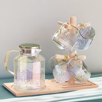 Bouilloire en verre borosilicate avec couvercle en acier inoxydable, carafe à eau et à lait, ensemble de pichets transparents en verre borosilicate, POT