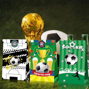 Bolsas de Regalo de Papel Kraft para Fiestas de Fútbol con Pegatinas, Bolsas de Regalo con Temática de Fútbol para el Día del Partido, Eventos de Equipo, Bolsas para Dulces - Product Image 1