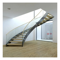 Escalier en colimaçon doré Escalier en marbre Coût de qualité supérieure Escalier circulaire préfabriqué en bois de chêne sculpté Loft en fibre de verre trempé