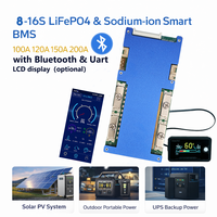 HBJ Smart BMS 8-16S 24V 48V 100A 150A 200A pour batteries LiFePO4 et Sodium-ion avec Bluetooth pour onduleur solaire et stockage d'énergie