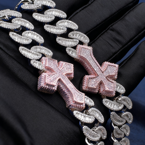 Collana <span class=keywords><strong>Personalizzata</strong></span> con <span class=keywords><strong>Nome</strong></span>, Moissanite VVS Effetto Diamante, Catena Cubana in Argento 925 Placcato Oro 18k per Uomo - Product Image 3