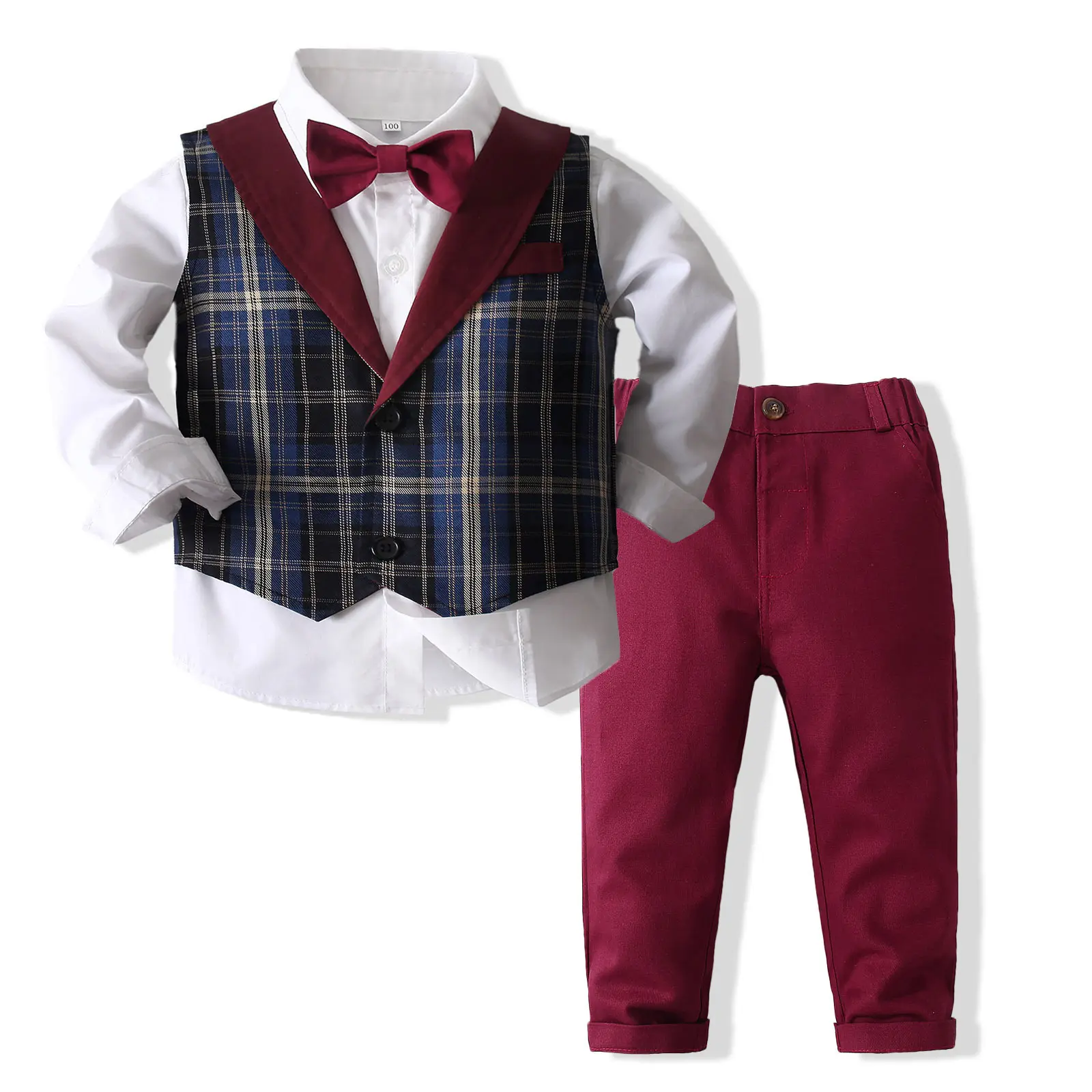 Formal Suits for Baby Boy Costume Cotton Boys Suits Waistcoat Kids Blazers Boys Suits Set Kids Wedding Wear Children Clothing