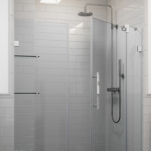 <span class=keywords><strong>Mampara</strong></span> de <span class=keywords><strong>Ducha</strong></span> Moderna sin Marco con Bisagras y Cristal de Seguridad de 10 mm, Acabado Negro para Baño, Hotel y Villa - Product Image 6