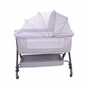 Lit bébé <span class=keywords><strong>pliable</strong></span> <span class=keywords><strong>à</strong></span> prix avantageux 2025 avec ensemble de literie en tissu de lin 300D et cadre en métal certifié EN716 - Product Image 1