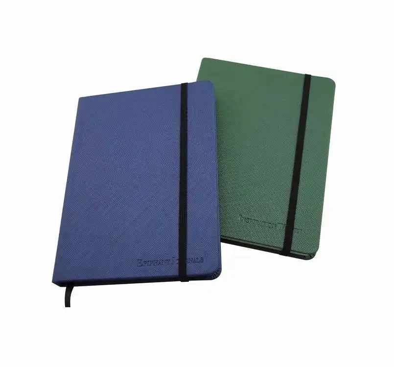 Notebook Penutup Kulit, Logo Timbul Klasik dengan Tali Elastis Pu Cover Notebook dengan Band Elastis Notebook