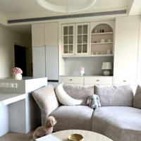 Meuble de rangement moderne blanc cassé avec porte vitrée grillagée et four intégré pour la maison, l'hôtel et la cuisine (vente en gros)