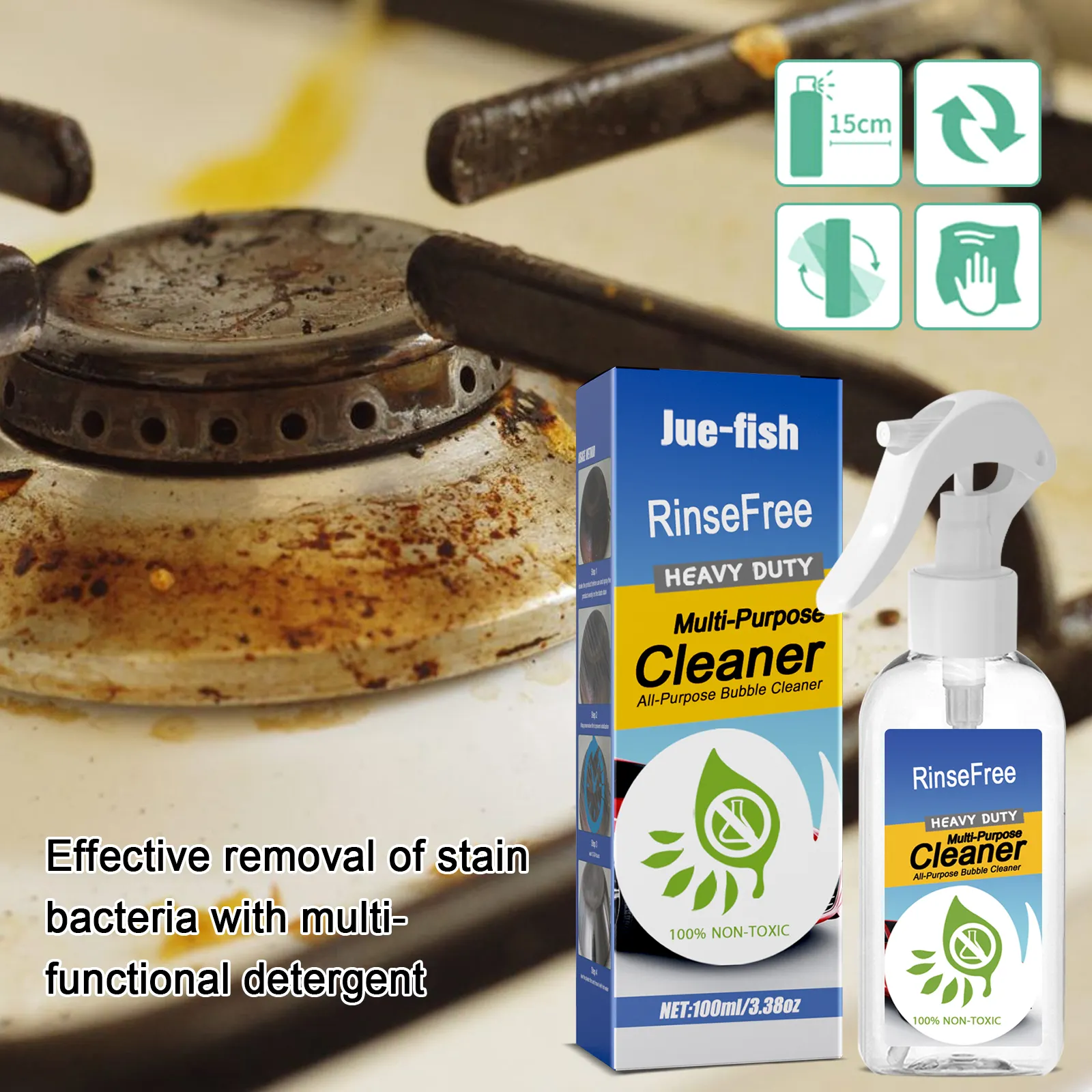 Jue-Fish Kitchen Cleaner Spray Grease Degreaser Deep Polishing House Oil Remover Cleaning Products Foam Stove Oven Cleaner