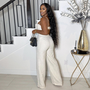 C241214 Elegante Completo Donna con Top a <span class=keywords><strong>Fiori</strong></span> e Pantaloni Lunghi Dritti per Uso Quotidiano - Product Image 5