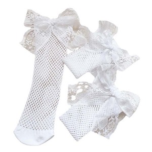 Calcetines de red INS para niños y bebés, calcetines holgados hasta la rodilla de malla de Color blanco con lazo grande español para 1 a 5 años - Product Image 6