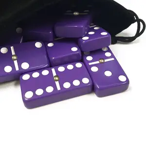 Set Permainan Domino ungu kustom Domino chiffie keluarga warna untuk permainan edukasi dalam ruangan