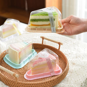 Emballage de boîte à gâteaux en tranches multicolores Couvercles transparents Triangle Plastique pour tarte à dessert Récipients jetables PET à emporter en vrac - Product Image 6