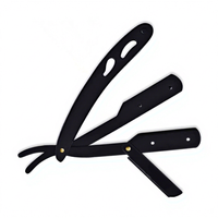 Rasoir droit et couteau à raser pliable en acier inoxydable noir antique pour hommes, modèle à lame unique R605