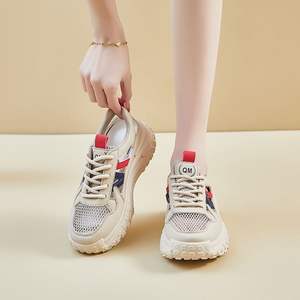 Zapatillas de deporte informales de moda de verano para <span class=keywords><strong>mujer</strong></span>, zapatos escolares deportivos de fondo grueso con cordones de malla de Torre hueca, transpirables iluminados para correr - Product Image 5