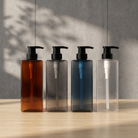 Bouteille carrée en PET de 400-500 ml avec pompe, rechargeable, pour savon liquide, gel douche, shampoing, soins personnels, logo personnalisé, estampage UV/or