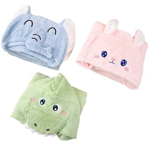 Serviette de bain à capuche Blue Elephant 80x120cm en polaire corail douce et absorbante, cape d'emmaillotage pour bébé, motif dessin animé - Product Image 4
