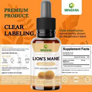 식물성 글리세린이 함유 된 유기농 사자 갈기 액체 방울, 초점 및 인지 건강을 위한 무알콜 두뇌 지원 보조제 - Product Image 3