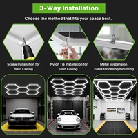 Luz LED Hexagonal para Garaje, Sistema de Iluminación en Forma de Panal, 6500K, Luz de Techo Ultrabrillante, para Detallado de Automóviles
