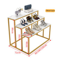 Table de présentation multicouche haut de gamme en or, présentoir noir pour sacs à chaussures, étagères, équipement de magasin de détail