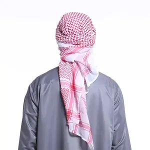 Gevulde Saudi-Arabische Heren Hoofddoek Hete Verkoop 140Cm Grote Vierkante Hijab Polyester Hoofddoek