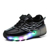 Chaussures à roulettes pour enfants, une roue, LED sans lumière, recharge USB, chaussures de roller