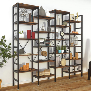 Étagères de bibliothèque d'école bon marché, bibliothèque à 5 niveaux en forme de X, grande étagère ouverte, organisateur d'étagères de Style industriel rustique - Product Image 2