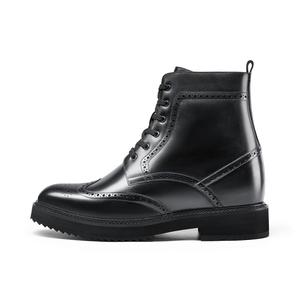 Giày boots da cao gót, kiểu Oxford, cổ trung bình, buộc dây và khóa kéo, thương hiệu tùy chỉnh nhà máy, dành cho nam, tăng chiều cao 10cm - Product Image 2