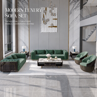 Ensemble de canapés de réception de luxe moderne vert émeraude, capitonné, avec panneaux latéraux incurvés, pour villa, hôtel, salon, mobilier de salon