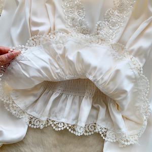 Camicie <span class=keywords><strong>Vintage</strong></span> autunnali a maniche lunghe con scollo a V camicie con paillettes solide da donna con <span class=keywords><strong>top</strong></span> retrò vestiti donna all'ingrosso - Product Image 5