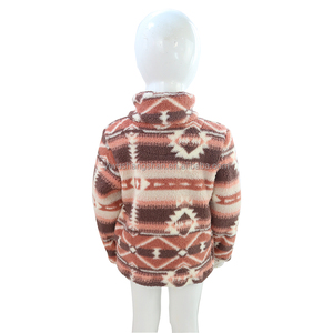 Áo Chui Đầu Nhung Lông Mùa Đông Cho Mẹ Và Tôi Chất Lượng Cao Áo Khoác Sherpa Ấm Áp In Họa Tiết Mommie Và Me Aztec Có Khóa Kéo Và Túi - Product Image 4